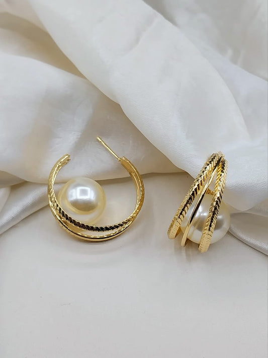 Golden Pearl Radiance Hoops